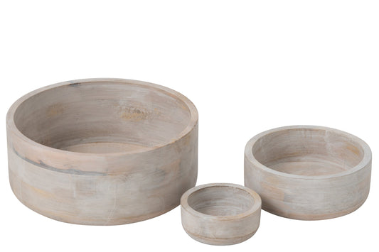 Kom rond mango hout wit groot