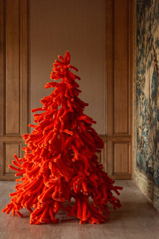Christmas Tree Fluffy Polyester Dark Orange Large