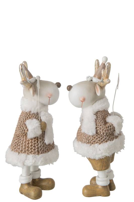 Reindeer Winter Clothes Polyresin White/Beige Large Assortment Of 2
