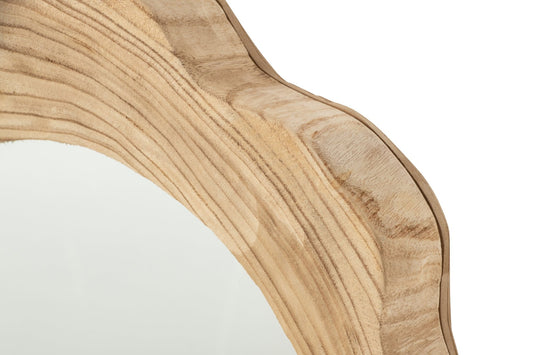 Wall Mirror Ribbed Paulownia Wood Natural Large