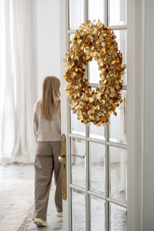 Wreath Sparkling Polystyrene Gold Medium