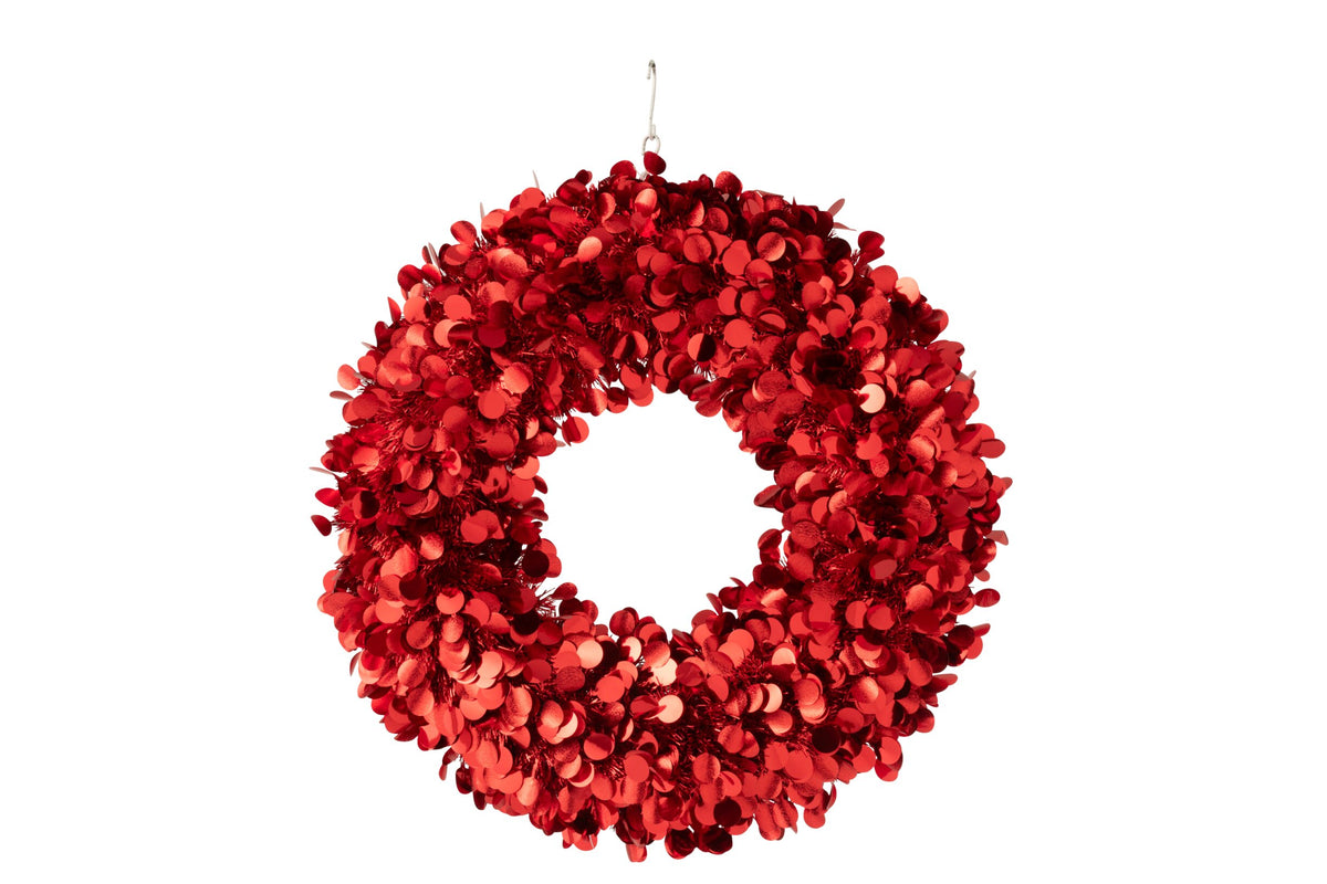 Wreath Sparkling Polystyrene Red Medium