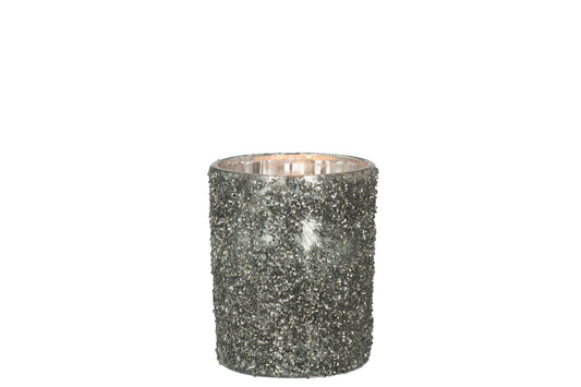 T-Lichthouder Glitter Glas Smokey Grijs Large