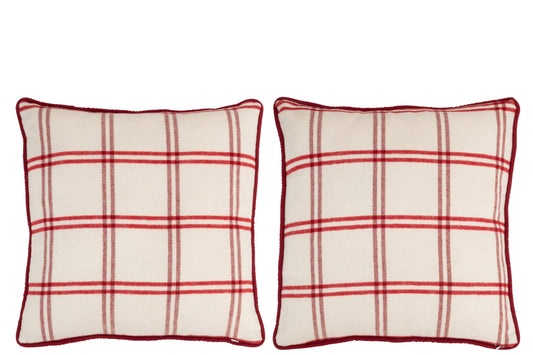 Cushion Text Polyester Red/White Assortment of2
