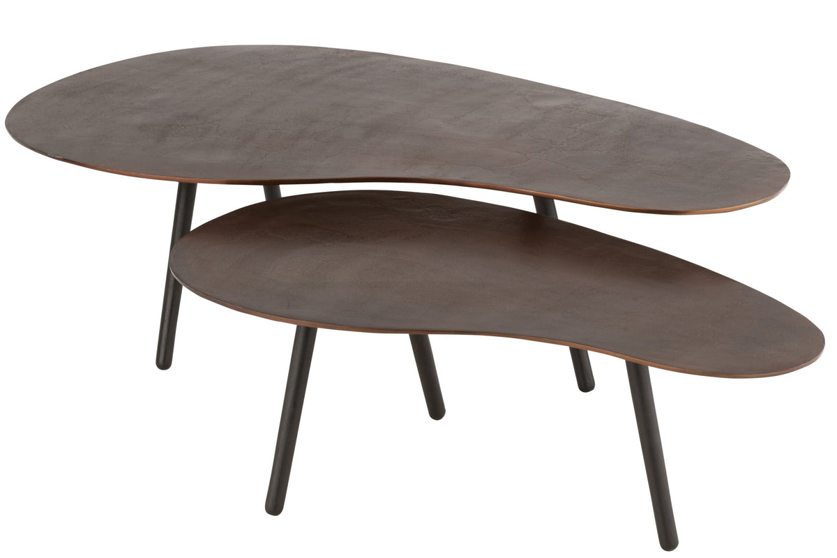 Coffee Table Drop Aluminium/Iron Brown Large