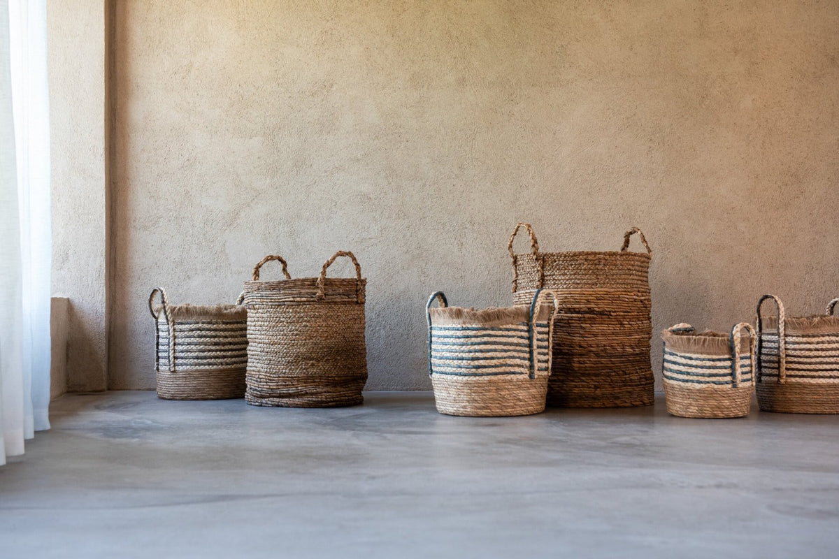 Set of 3 Lucie natural raffia baskets