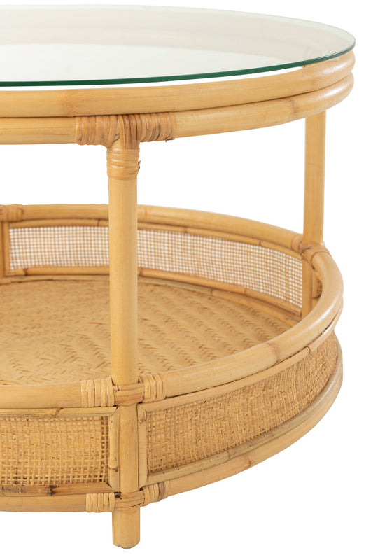 Coffee Table Jovelyne Rattan + Glass Natural