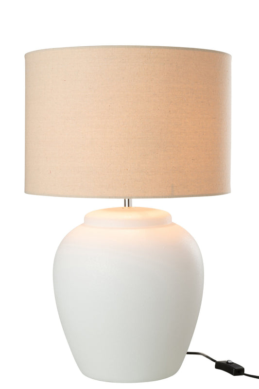 Lamp Meli + large white ceramic linen shade