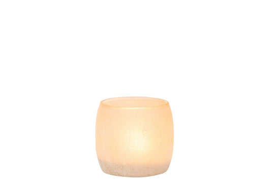 Theelicht Houder Poeder Glas Roze Small