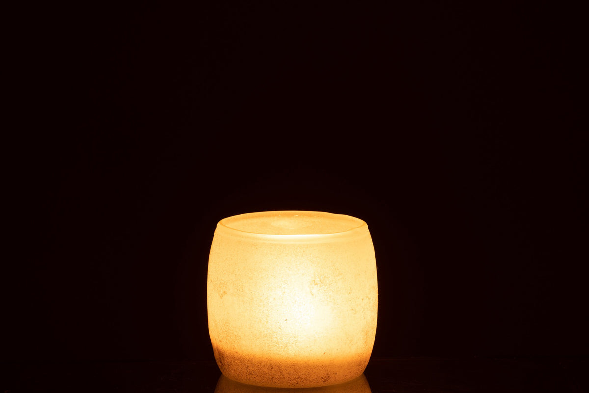 Theelicht Houder Poeder Glas Roze Small
