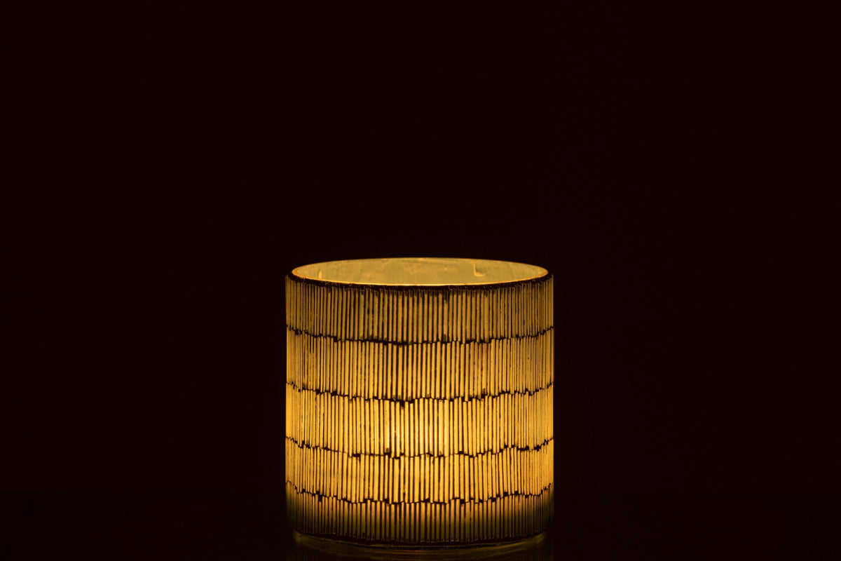 Windlicht Mozaiek Glas Grijs Medium