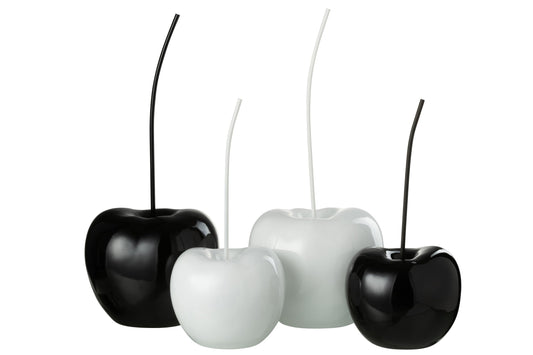 Cherry Resin Shiny White/Black Large Assortment Of 2