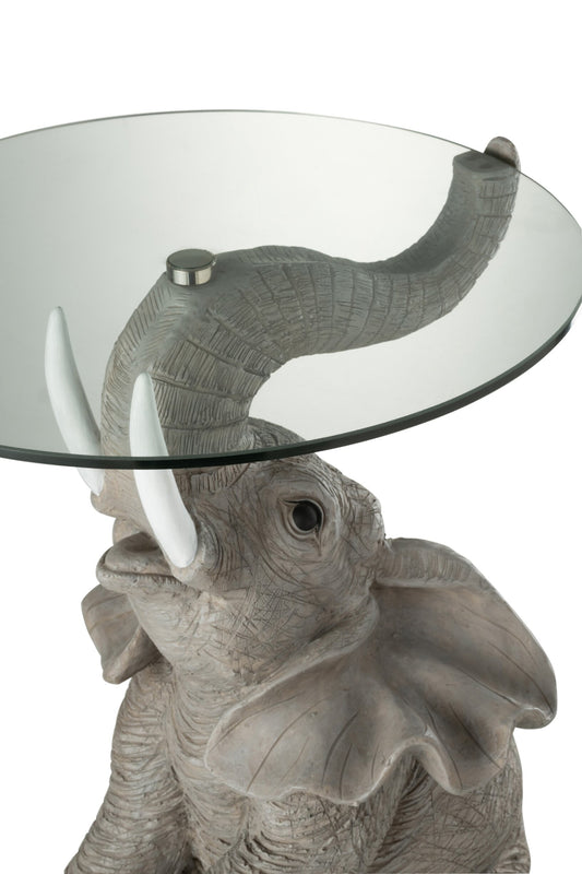 Table Elephant Poly/Glass Grey