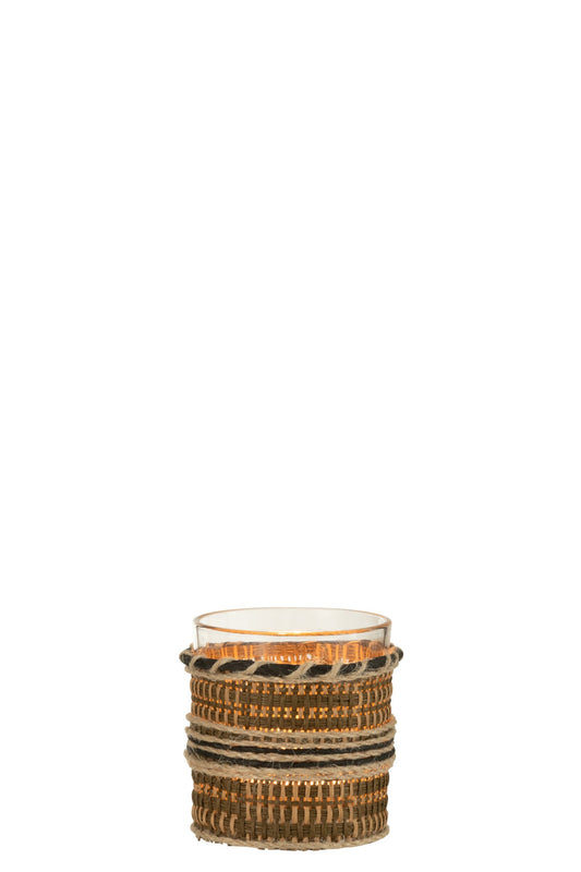 Theelichthouder Glas Bruin/Beige