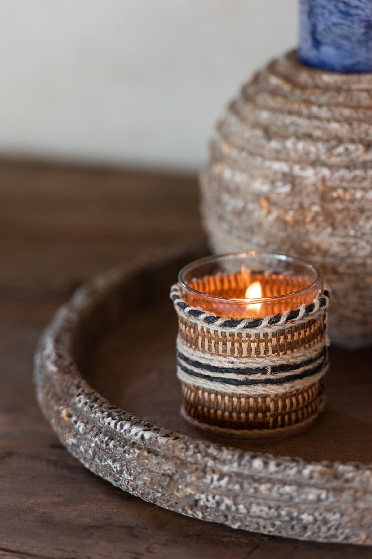 Theelichthouder Glas Bruin/Beige