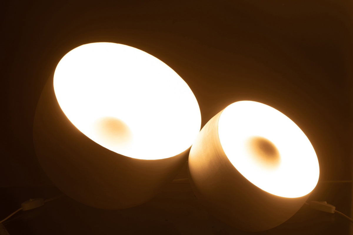 Large white metal lamp