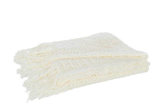 Plaid Knitted Acrylic White