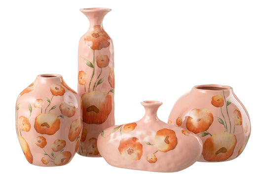 Vase Flower Wide Ceramic Salmon/Orange