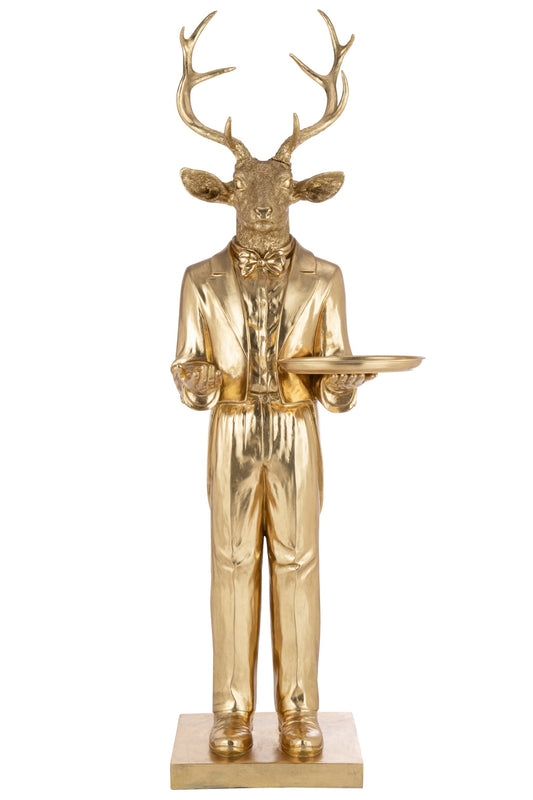 Deer Waiter Tray Poly Gold
