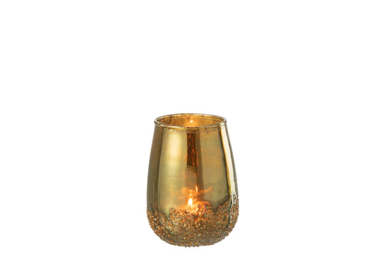 Theelichthouder Spiegel Goud Glas Small