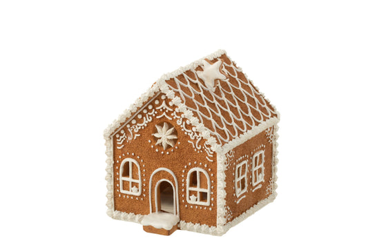 House Gingerbread Square Star LED Poly Brown Medium