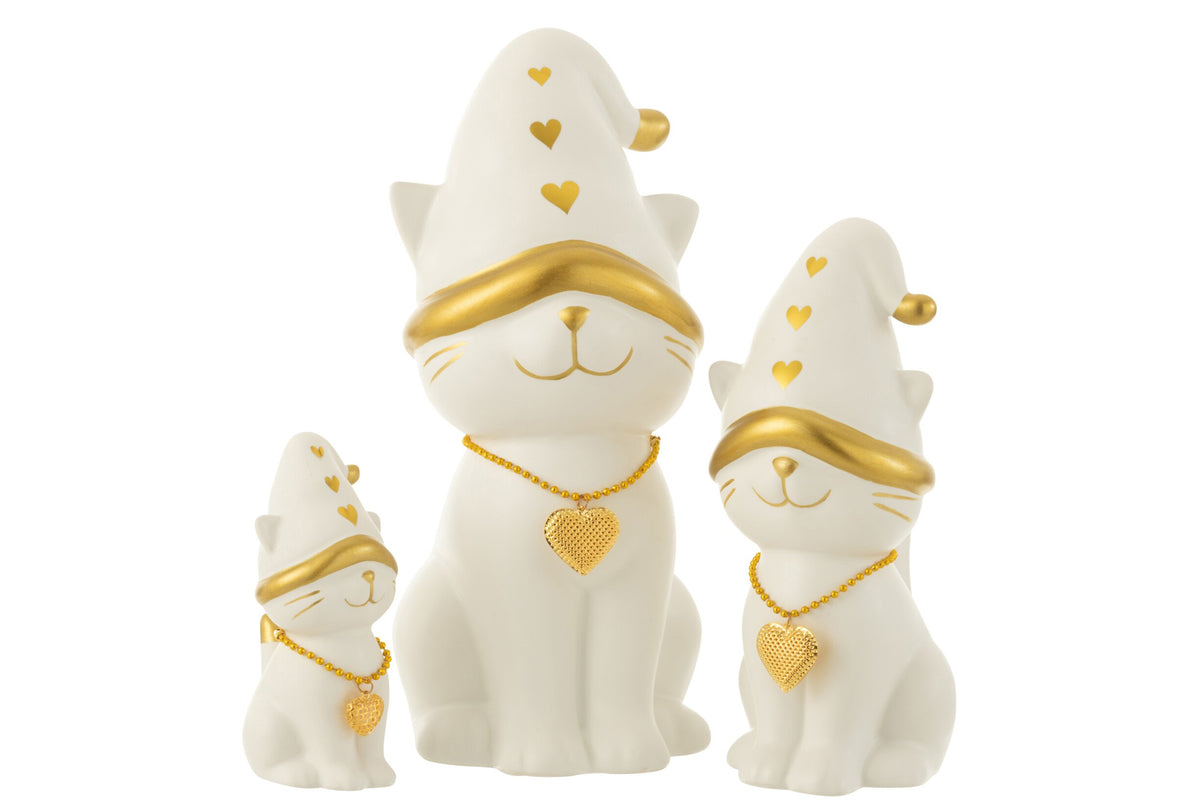 Cat Heart Hat Dolomite White/Gold Large