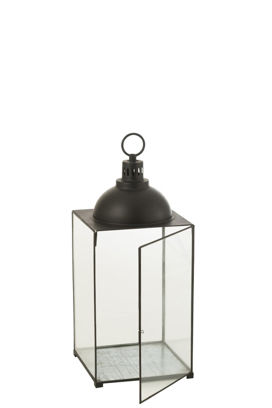 Lantaarn Hagrid Glas/Ijzer Zwart Medium