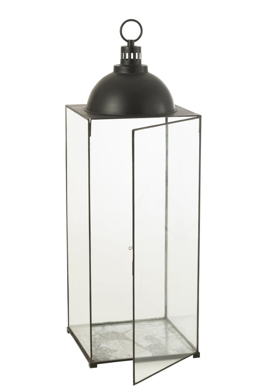Lantaarn Hagrid Glas/Ijzer Zwart Large