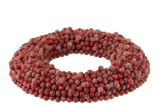 Wreath Round Berries Plastic Red Large