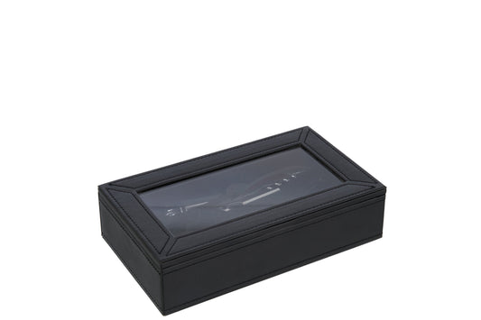 Box 6 Wine Accessories Fake Leather Black
