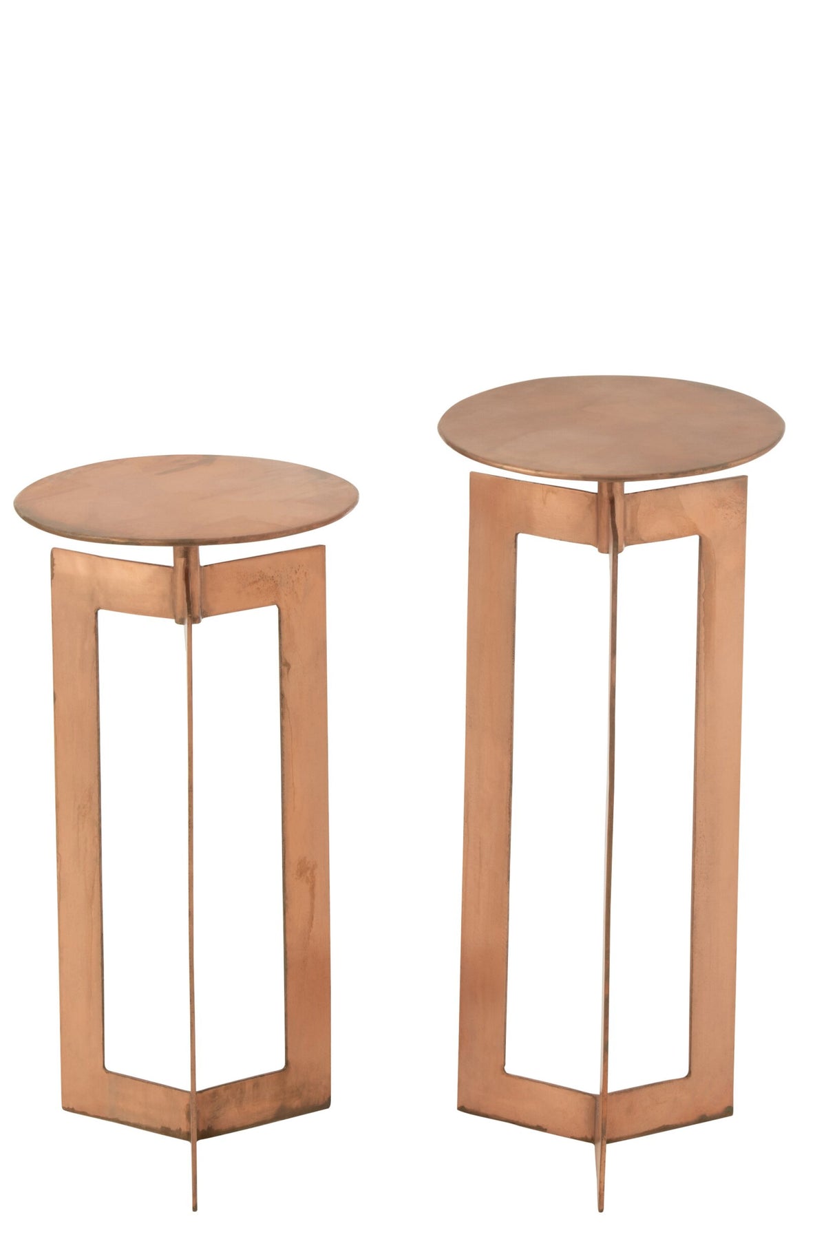 Set Of 2 Side Tables Zino High Iron Copper