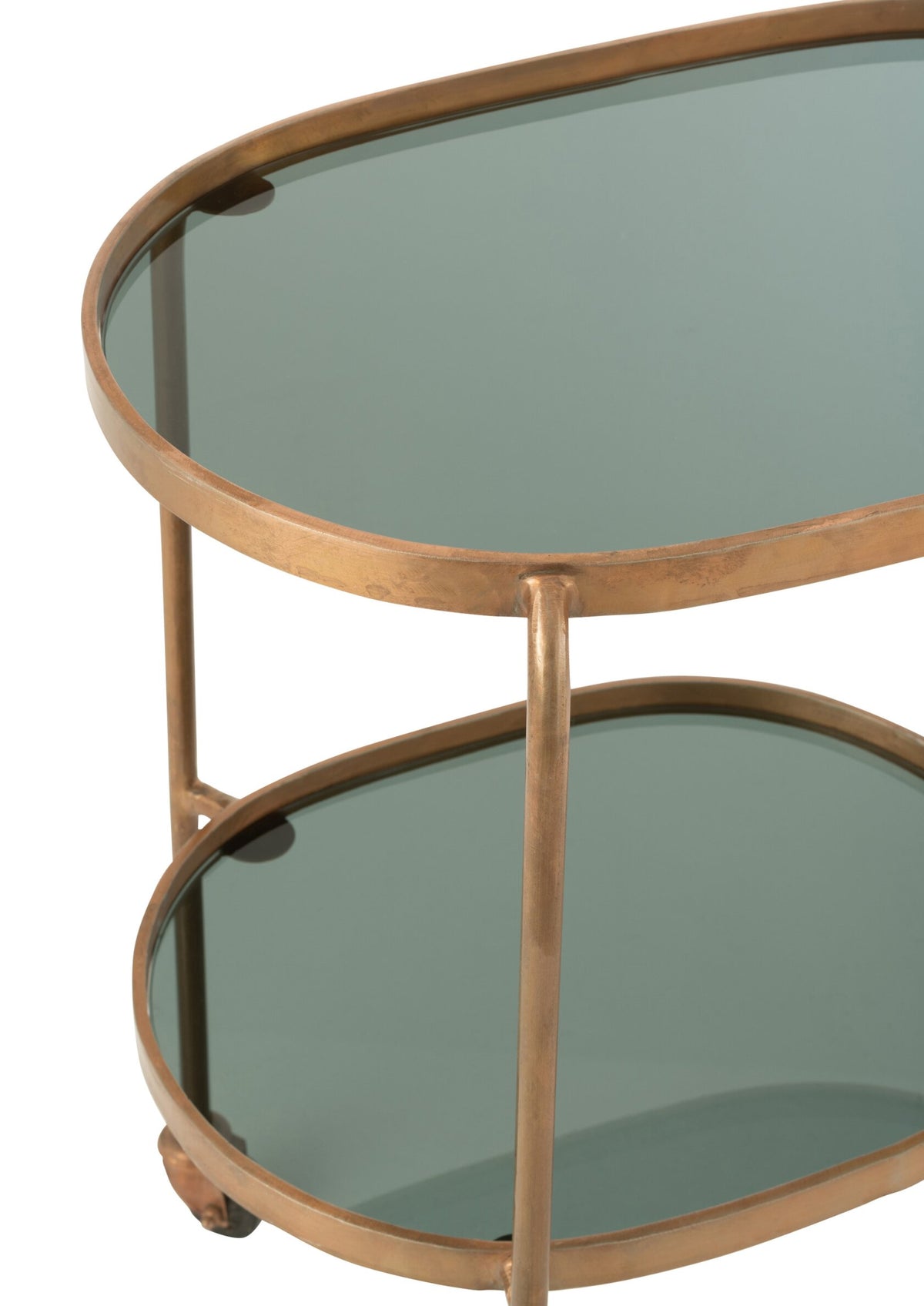 Dessert Trolley Ovale 2 Levels Iron/Glass Black/Bronze