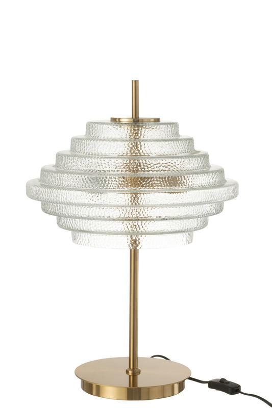 Table lamp led gold metal/glass transparent