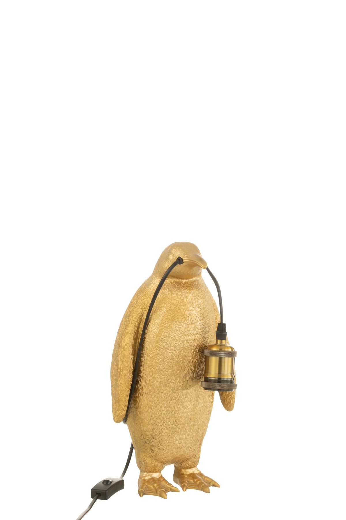 Petite lampe de table pingouin en résine dorée