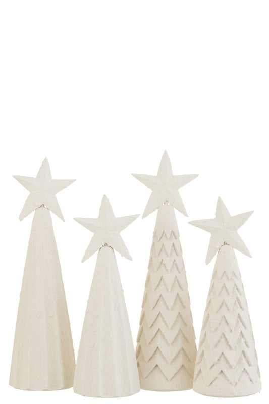 Figurines Christmas Tree Wood White Large Assortment Of 2