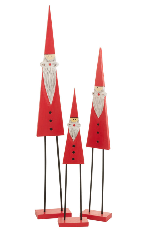 Santa On Foot Wood Red Large