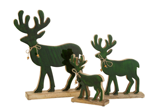 Figurine Reindeer Wood Green Large