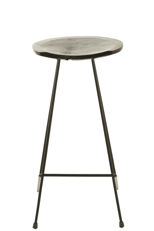 Bar Stool Teak Wood/Iron Black