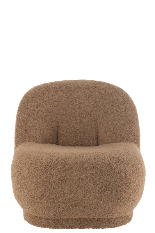 Stool Teddy Velvet White Brown