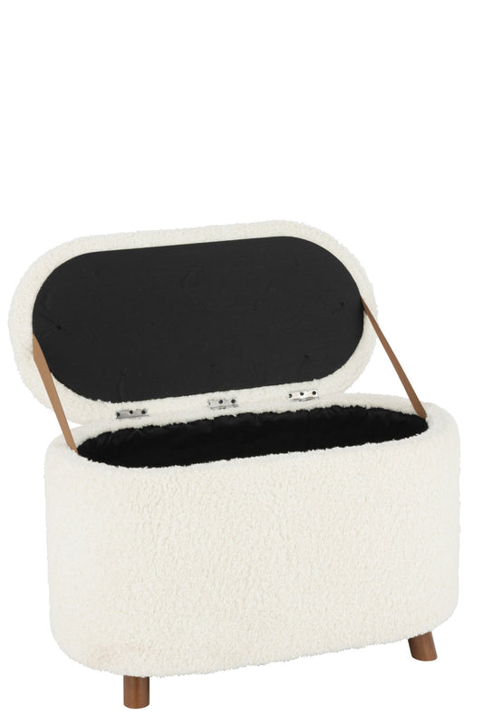 Stool Storage Teddy Polyester White