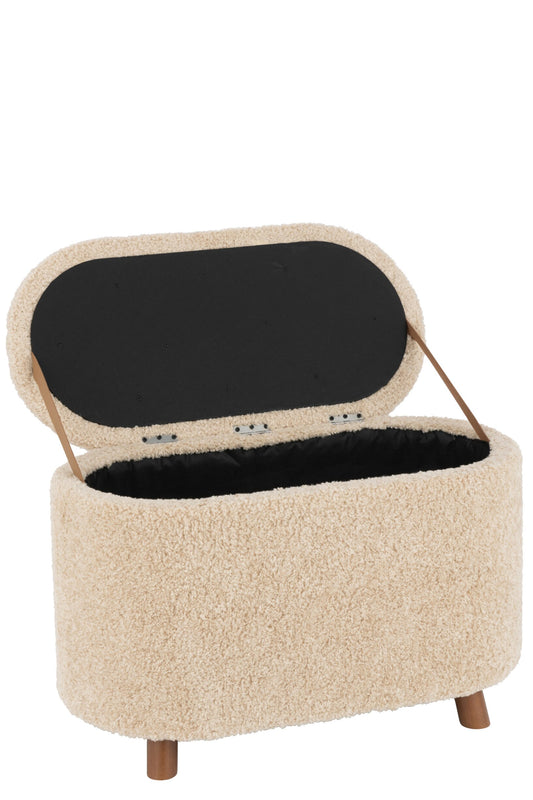 Stool Storage Teddy Polyester Beige