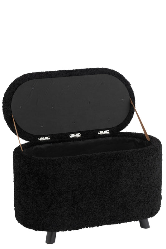 Stool Storage Teddy Polyester Black
