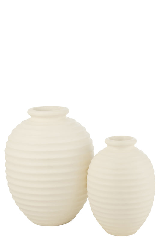 Flower Pot Oval Terracotta White Large