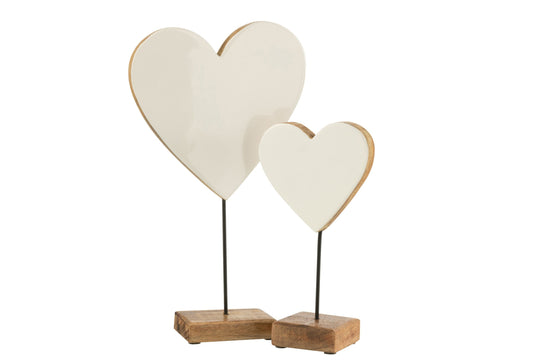 Heart On Stand Mango Wood White Large