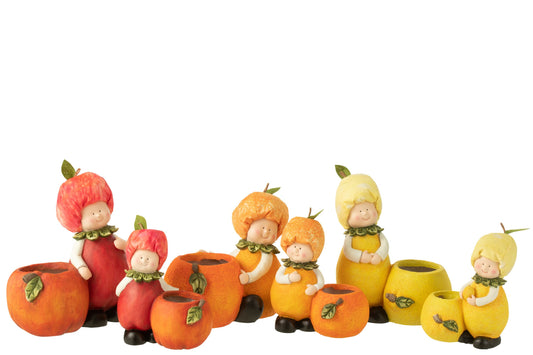 Kid Planter Lemon/Orange/Apple Polyresin Mix Large Assortment Of 3