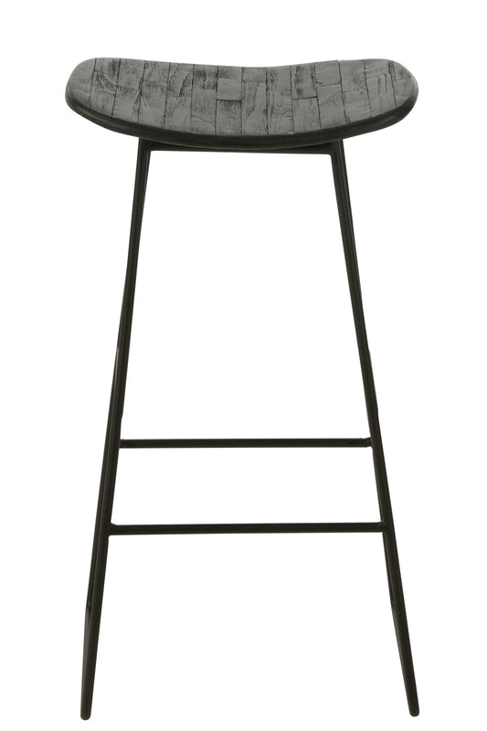 Stool Rectangular Recycle Teak Black Large