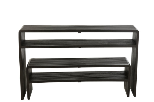 Set Of 2 Console With Shelf Recycle Teak Black