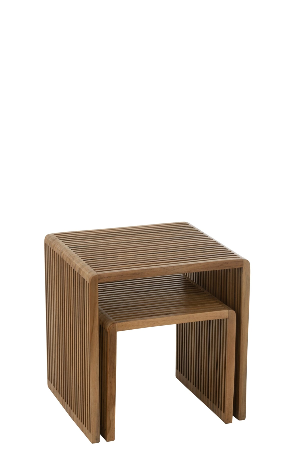 Set Of 2 Coffee Tables Cubic Recycle Teak Natural