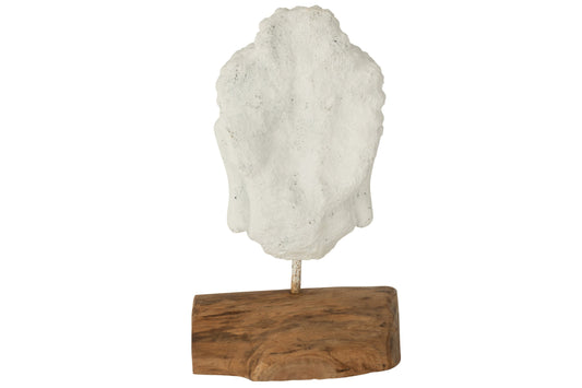 Decoration Head Teak Wood/Cement White/Natural
