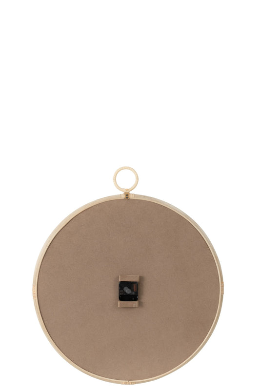 Wall Clock Kyr Rattan/Mdf Natural/White Medium